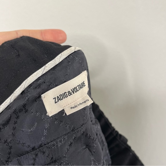ZADIG & VOLTAIRE Black POMELO BAND PANTS Logo  Stripe Track Pant Trouser Slacks - Picture 14 of 14